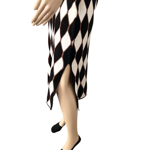 House of Harlow 1960 NWT Size S Black Cream Harlequin Knit Midi Dress (0473) - Picture 4 of 8
